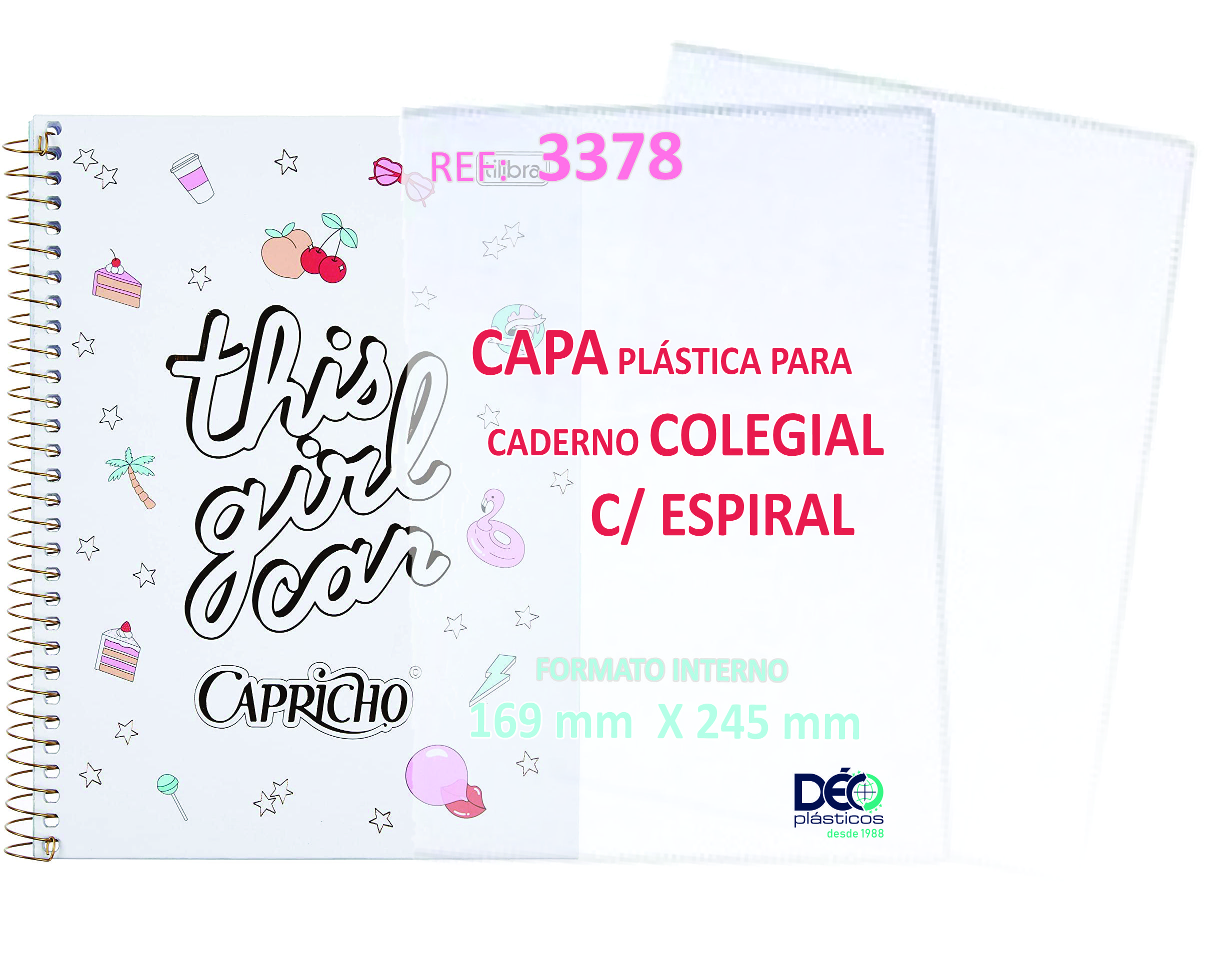 Ref 3378TRS Capa para Caderno Colegial (8...