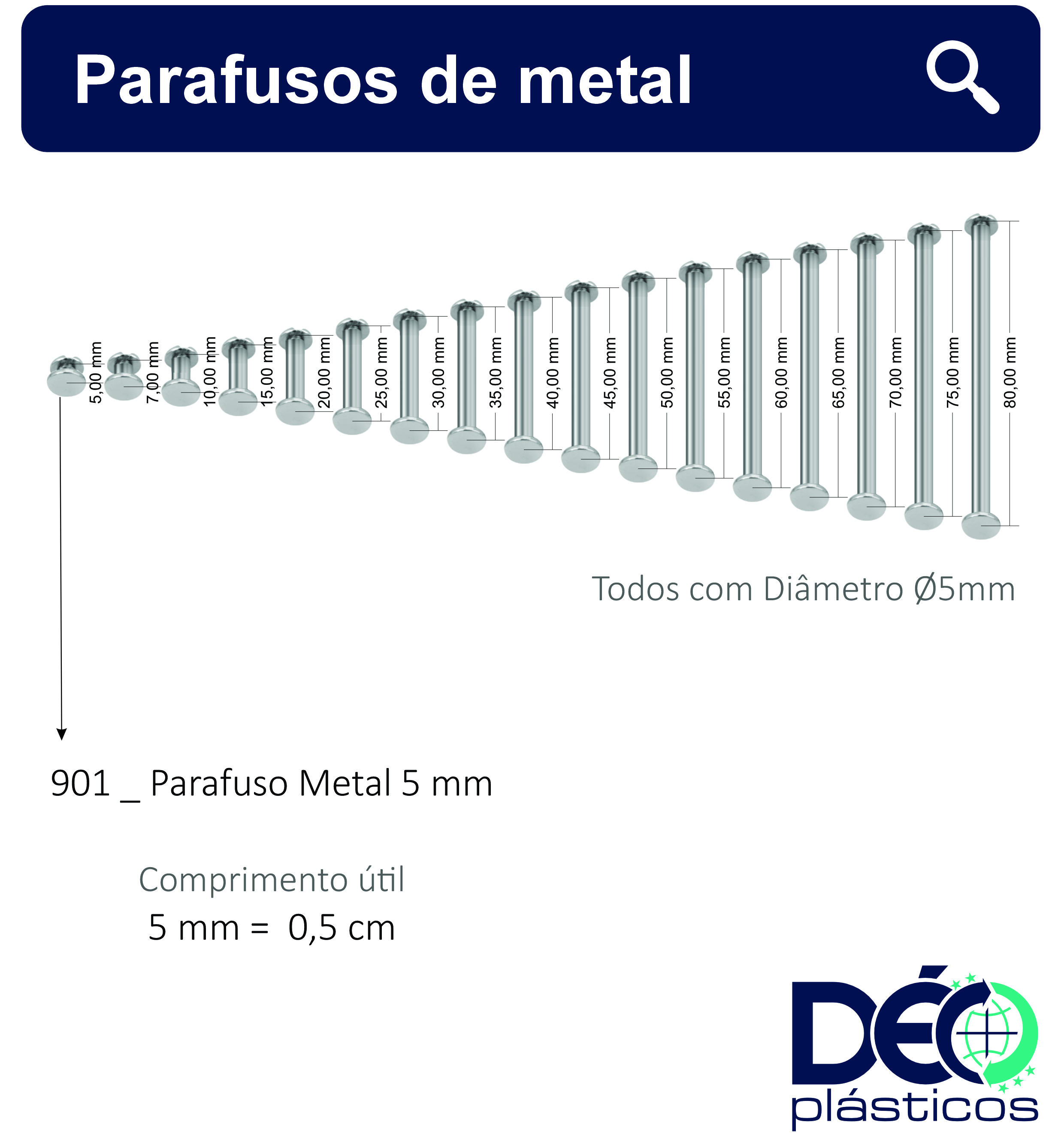 Parafuso de Metal para Pastas 5 mm