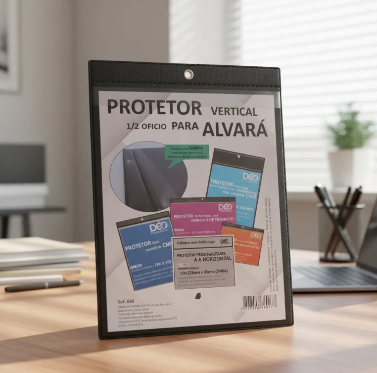 Porta Alvará Vertical em PVC em quadro 16...